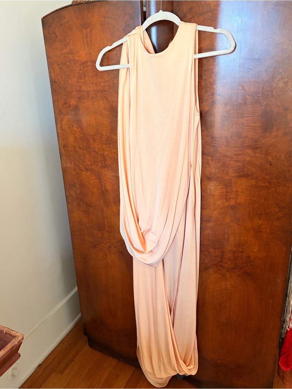 Jonathan Simkhai Peach Sleeveless Draped Maxi Dress